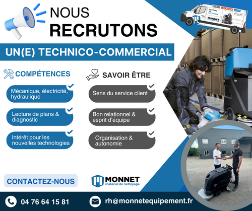 Offre d'emploi - Technico-commercial H/F - Sp&eacute;cialiste Mat&eacute;riel de Nettoyage